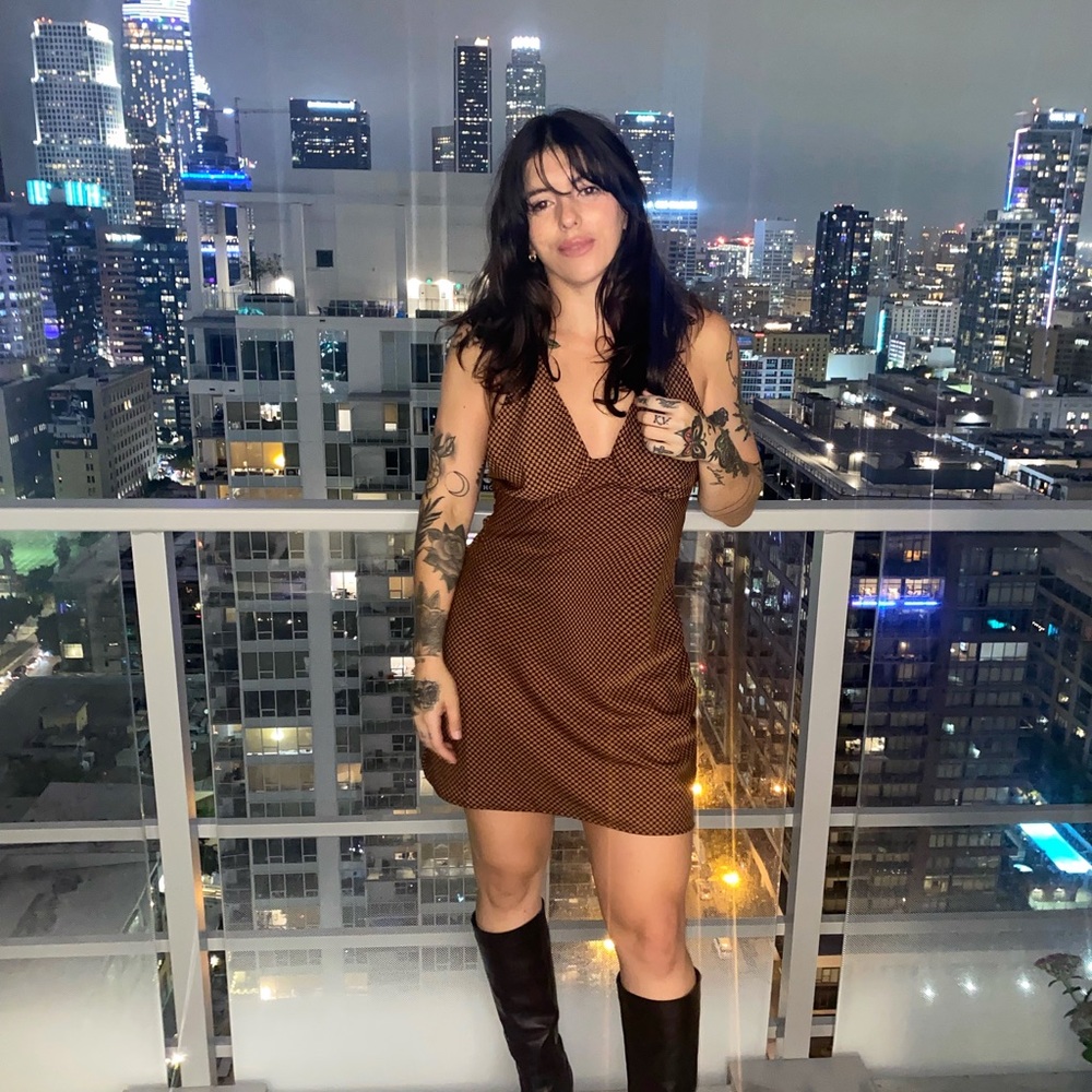 Brown mini dress with collar
